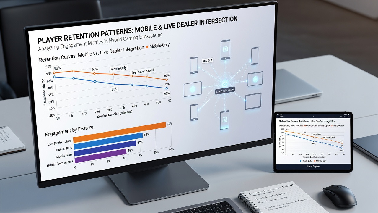 Grafisk oversigt over fastholdelsesrater i mobile platforme med integrerede live dealer og betting-tilbud